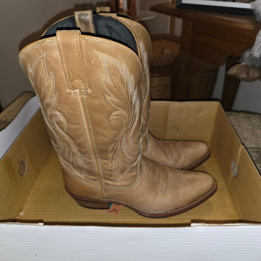 LAREDO WOMENS SZ 9 CAMEL LEATHER 12 COWGIRL COWBOY WESTERN BOOTS